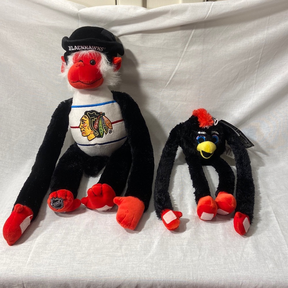 NHL Chicago Blackhawks Hanging‎ Monkey and Tommy Plush Forever Collectibles .